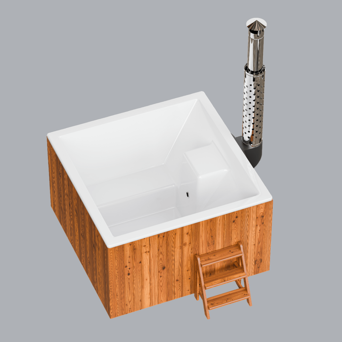 Polar Spa Elite Quattro 180 Wood Fired Hot Tub & Cold Plunge (2 - 4 People) in Thermo Pine Dark