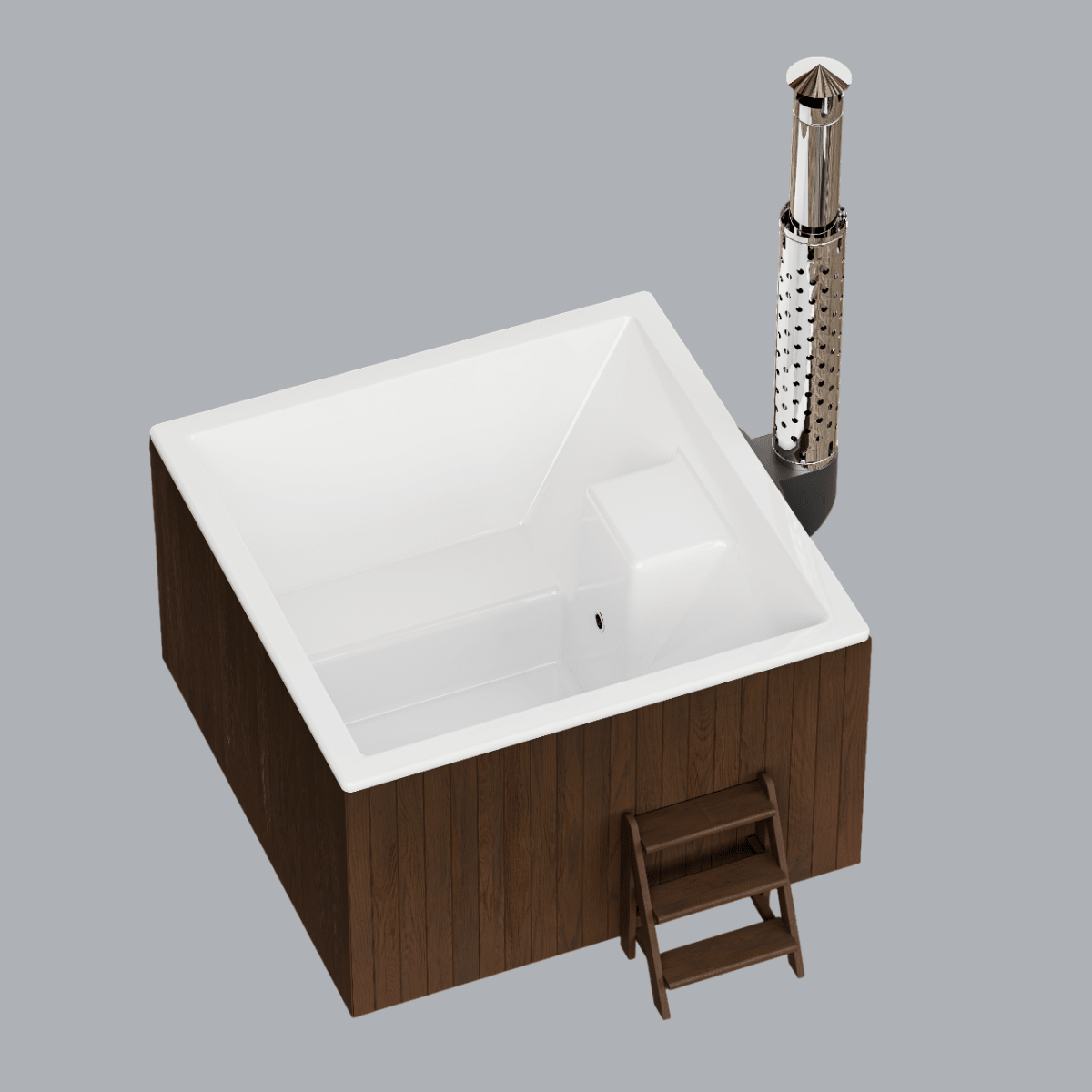 Polar Spa Elite Quattro 180 Wood Fired Hot Tub & Cold Plunge (2 - 4 People) in Thermo Pine Dark