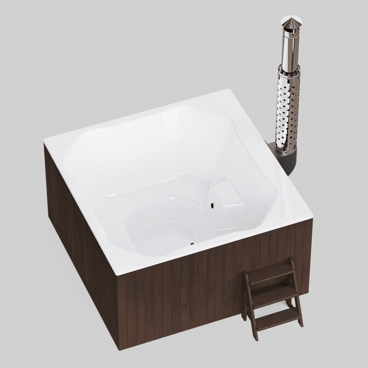 Polar Spa Elite Quattro 200 Wood Fired Hot Tub & Cold Plunge (6 - 8 People) in Thermo Pine Dark