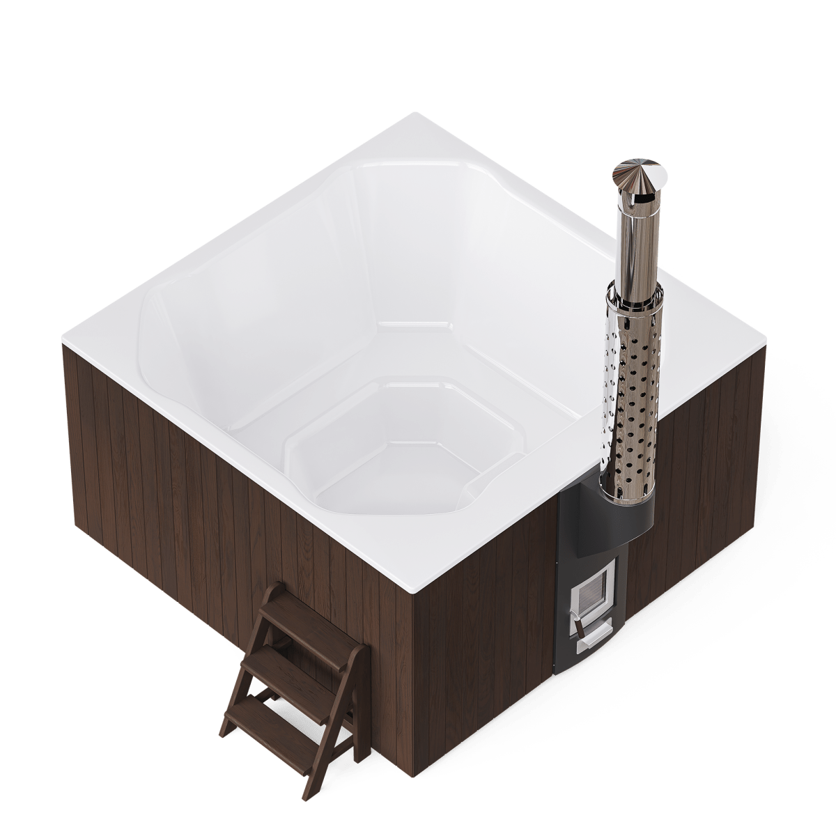 Polar Spa Elite Quattro 200 Wood Fired Hot Tub & Cold Plunge (6 - 8 People) in Thermo Pine Dark