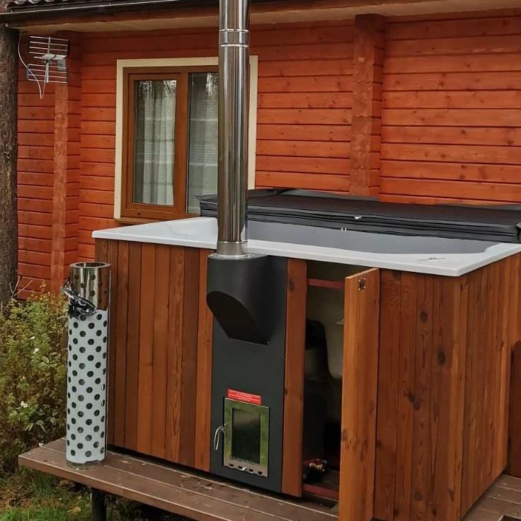 Polar Spa Elite Quattro 200 Wood Fired Hot Tub & Cold Plunge (6 - 8 People) in Thermo Pine Light