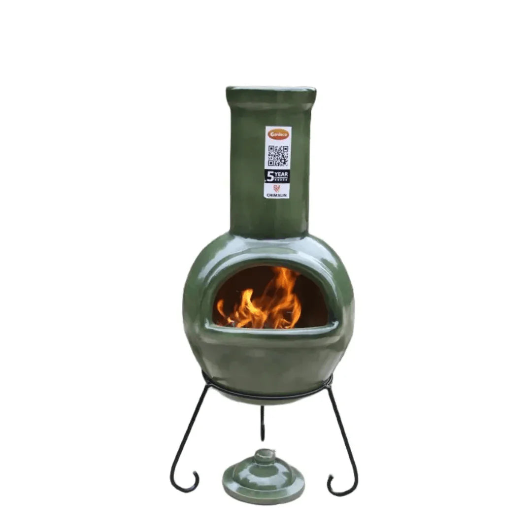 Gardeco Sempra Glazed Green Large Mexican Chimenea