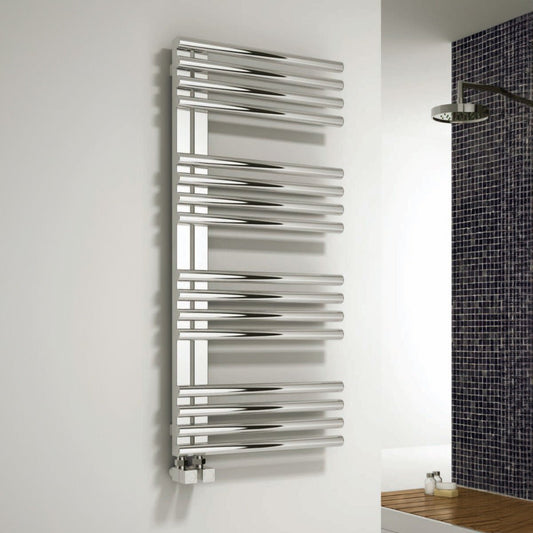 Reina Adora Stainless Steel Tube Towel Radiator in Polished Stainless Steel in 800H x 500W