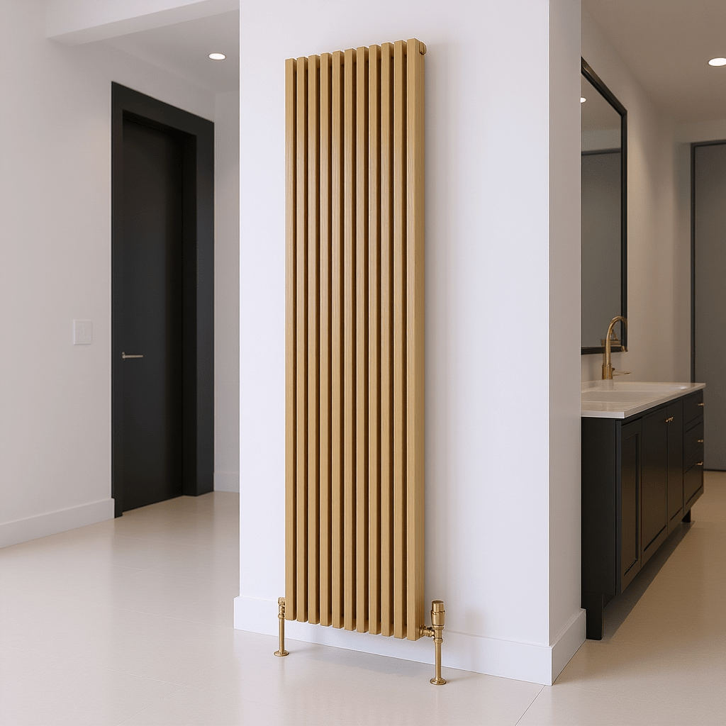 Reina Albano Brass Contemporary Aluminium Vertical Radiator in 1800H x 430W