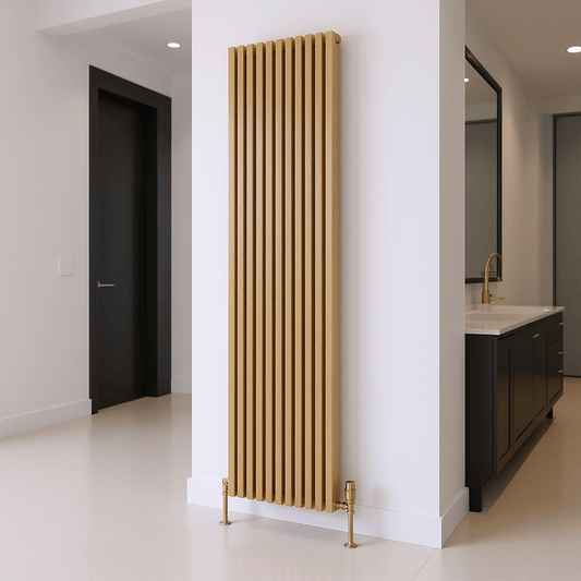 Reina Albano Brass Contemporary Aluminium Vertical Radiator in 1800H x 430W