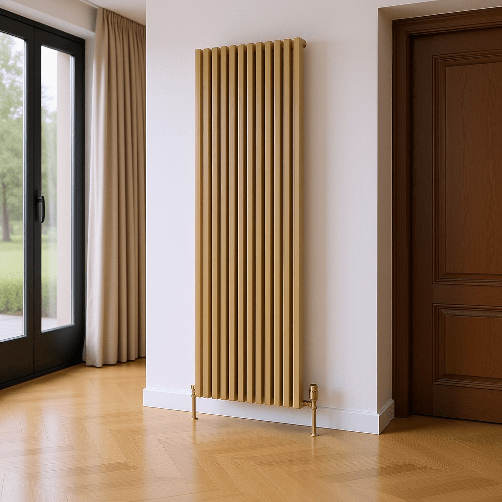 Reina Albano Brass Contemporary Aluminium Vertical Radiator in 1800H x 430W