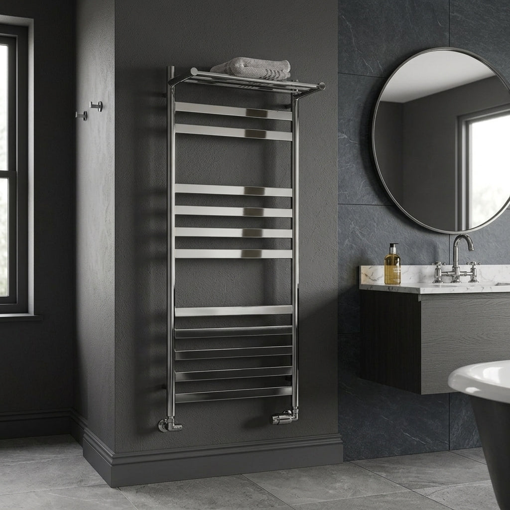 Reina Alento Polished Stainless Steel Heated Towel Rail in 720H x 530W