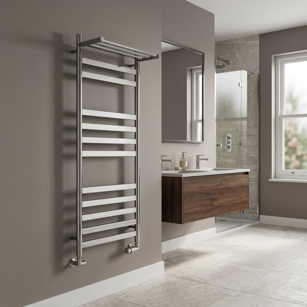 Reina Alento Polished Stainless Steel Heated Towel Rail in 720H x 530W