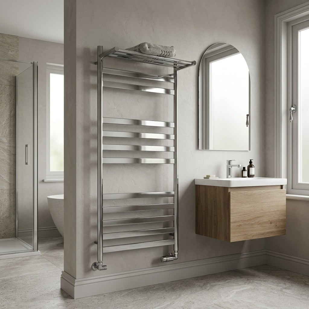 Reina Alento Polished Stainless Steel Heated Towel Rail in 720H x 530W