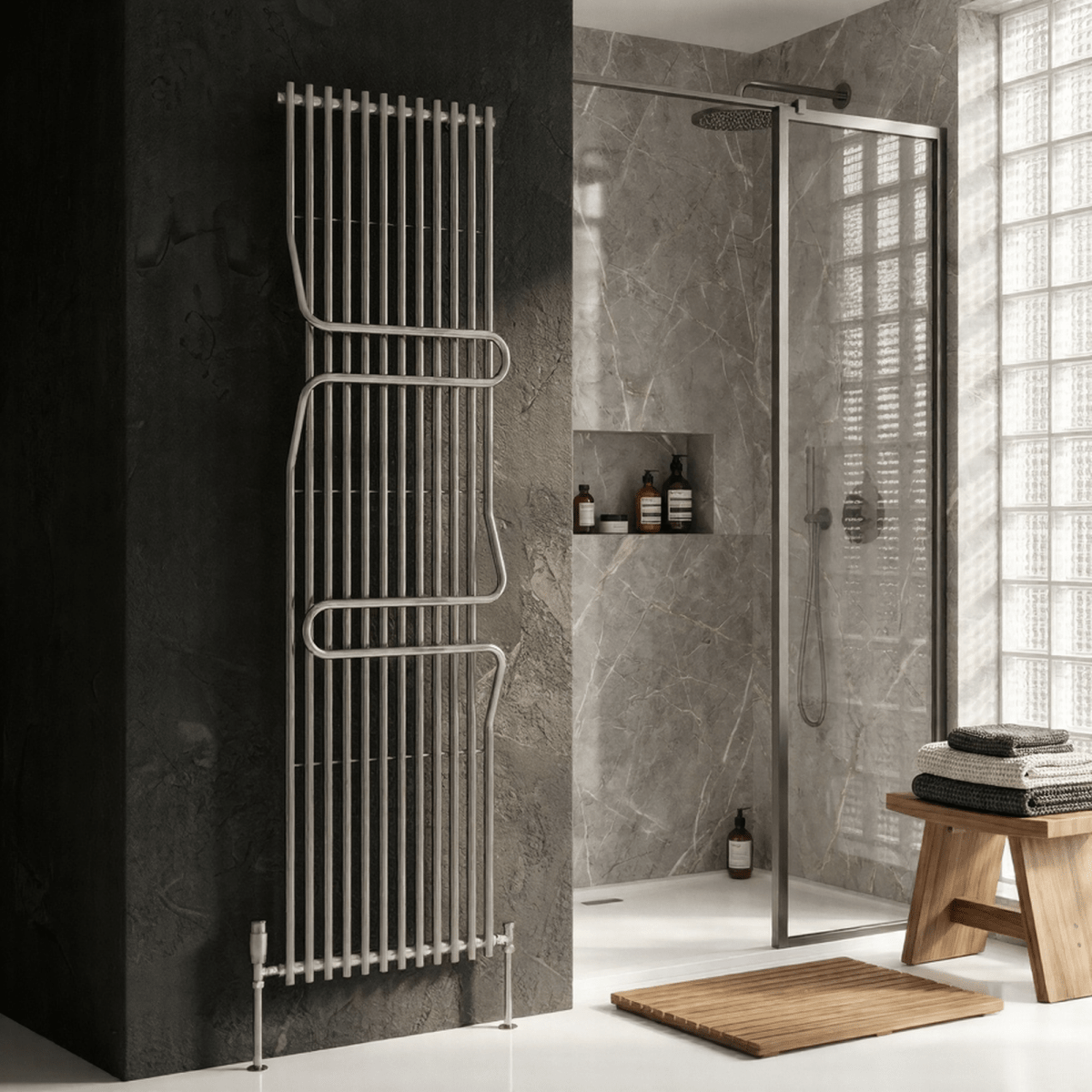Reina Aletta Steel Vertical Bathroom Radiator 1800H x 500W in 1800H x 500W