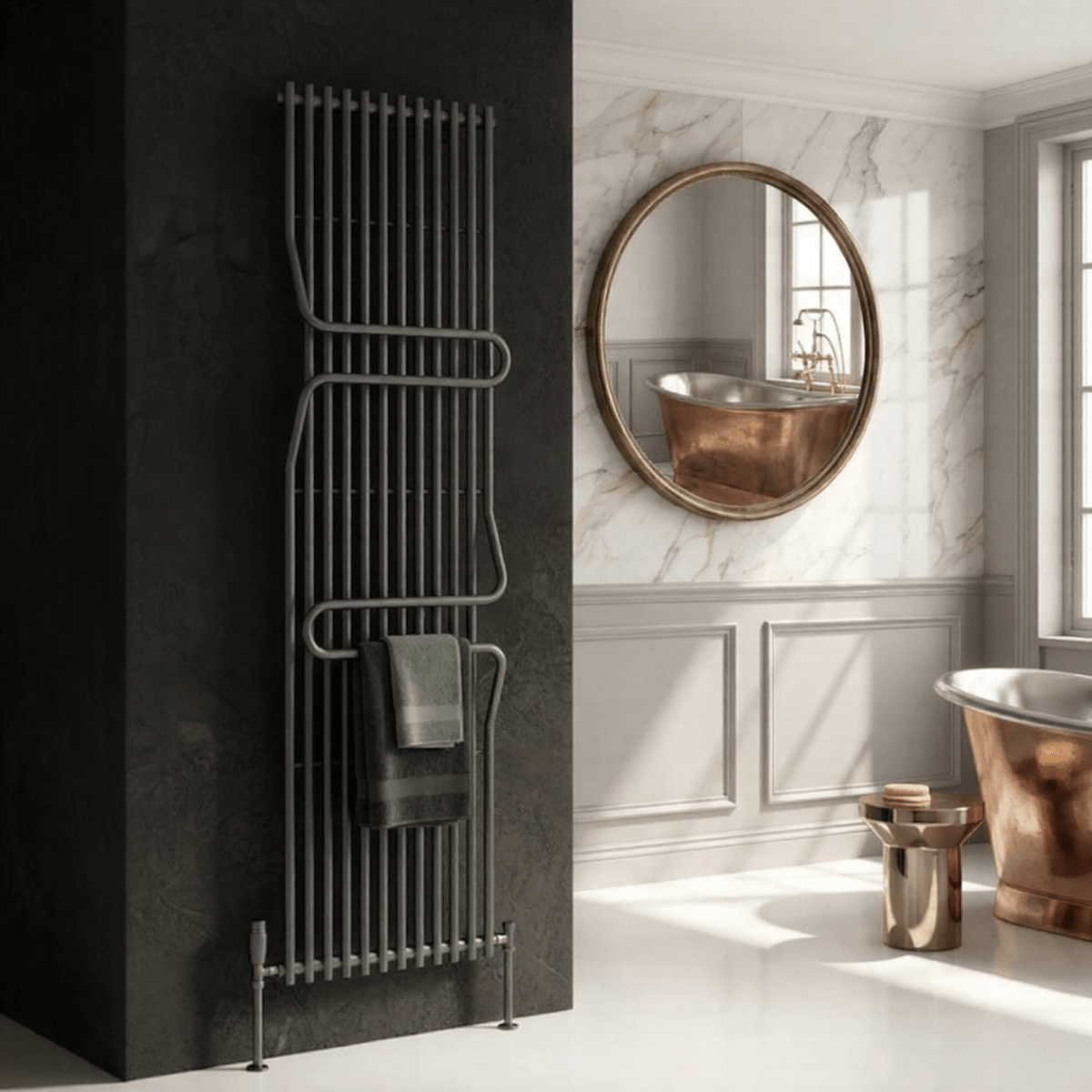 Reina Aletta Steel Vertical Bathroom Radiator 1800H x 500W in 1800H x 500W