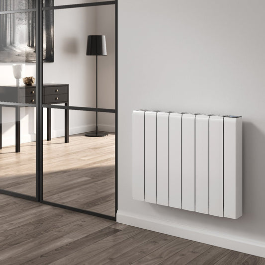 Reina Aron Minimalist Horizontal Electric Aluminium Radiator in White