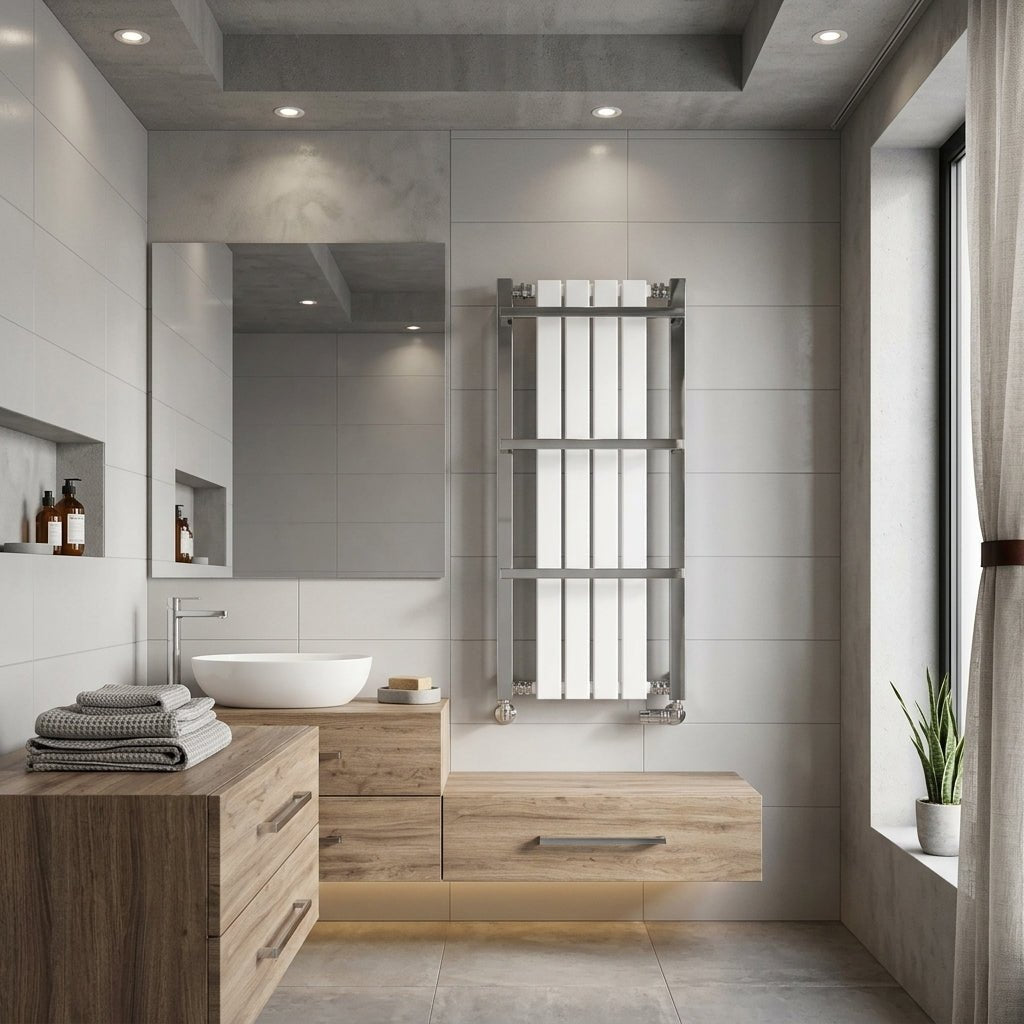 Reina Ashen Bathroom Towel Radiator in 400H x 490W