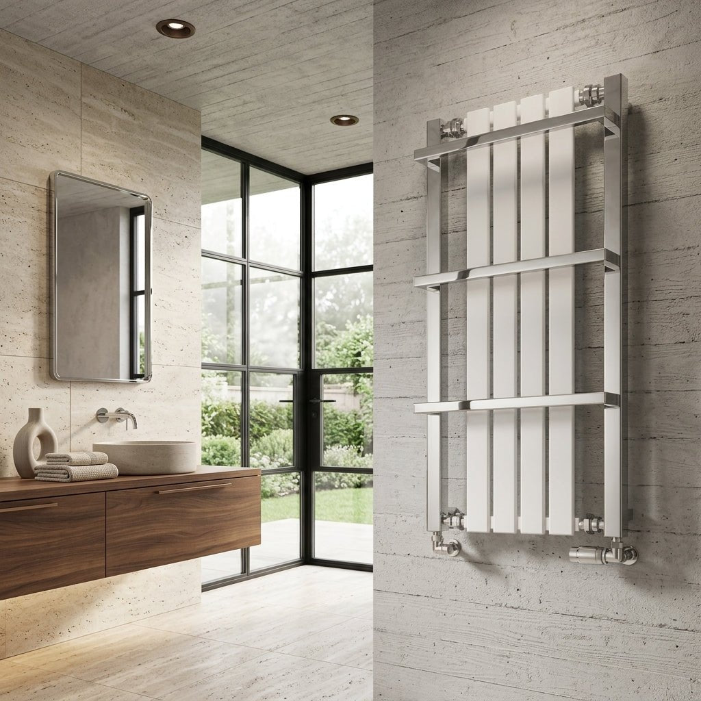 Reina Ashen Bathroom Towel Radiator in 400H x 490W