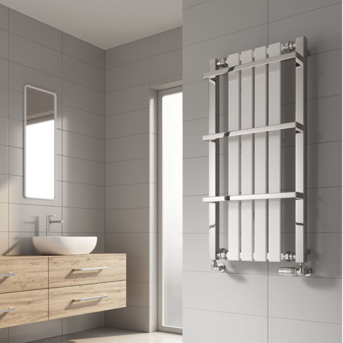 Reina Ashen Bathroom Towel Radiator in 400H x 490W