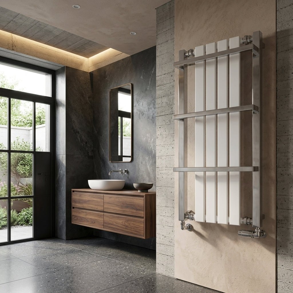 Reina Ashen Bathroom Towel Radiator in 400H x 490W