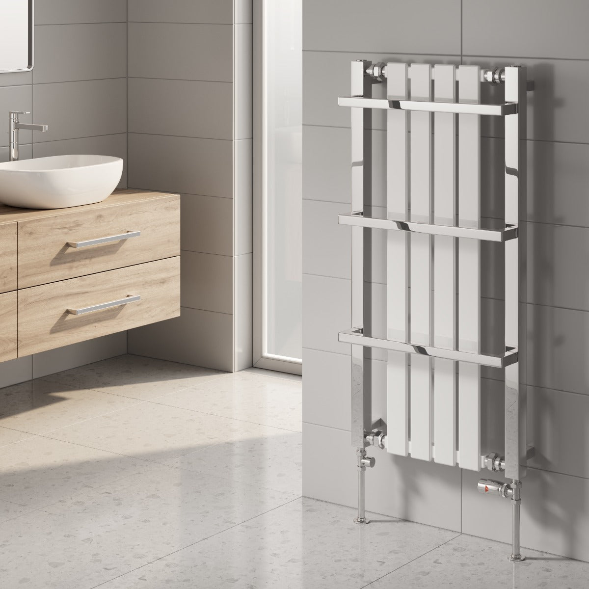 Reina Ashen Bathroom Towel Radiator in 400H x 490W