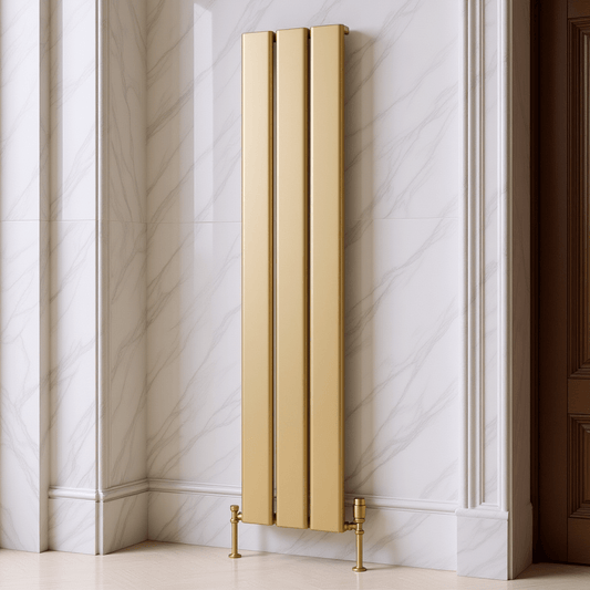 Reina Caldaro Aluminium Slim Vertical Radiator in Brass in 1800H x 370W