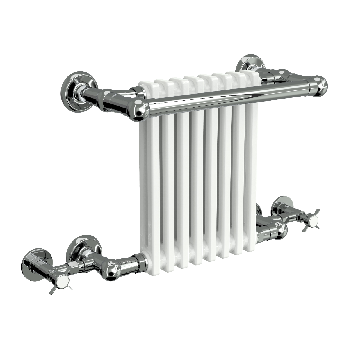 Reina Camden Traditional White and Chrome Column Bathroom Radiator
