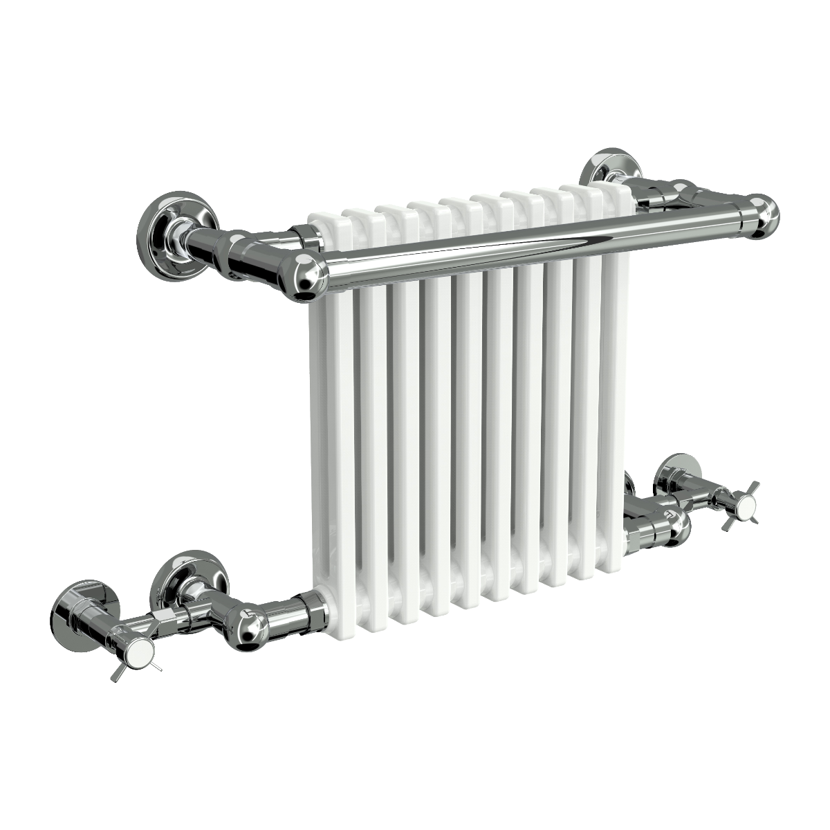 Reina Camden Traditional White and Chrome Column Bathroom Radiator | 1 finish, 2 sizes