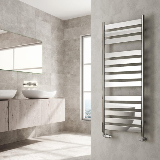 Reina Carpi Flat Panel Chrome Steel Bathroom Radiator in Chrome