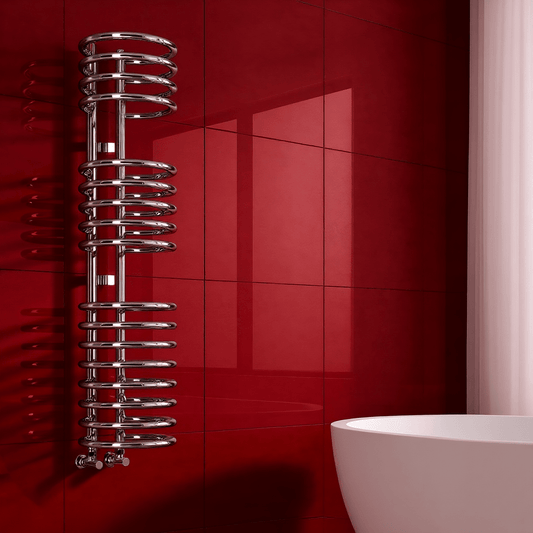 Reina Claro Spiral Chrome Steel Bathroom Radiator in 900H x 300W