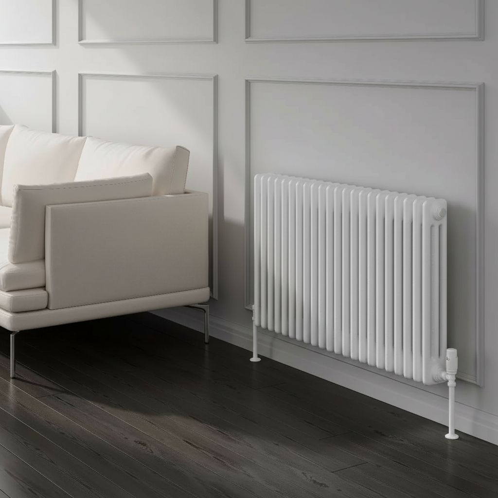 Reina Colona 4 Column Horizontal Steel Radiator in White in White