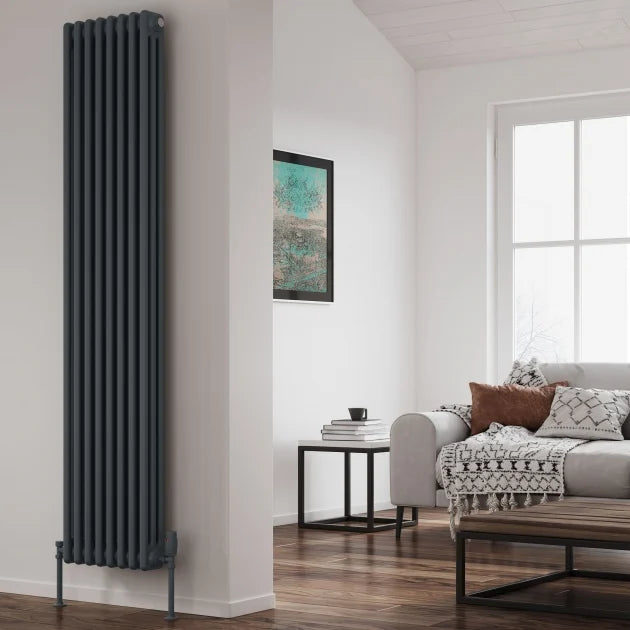 Reina Colona Vertical Mild Steel Column Radiator in Anthracite