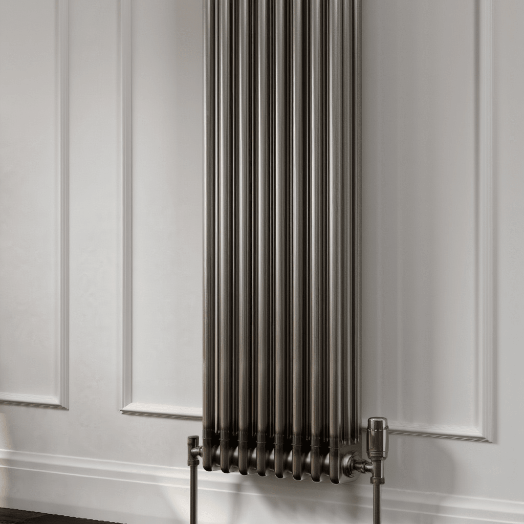Reina Colona Vertical Mild Steel Column Radiator in Raw Steel Lacquer