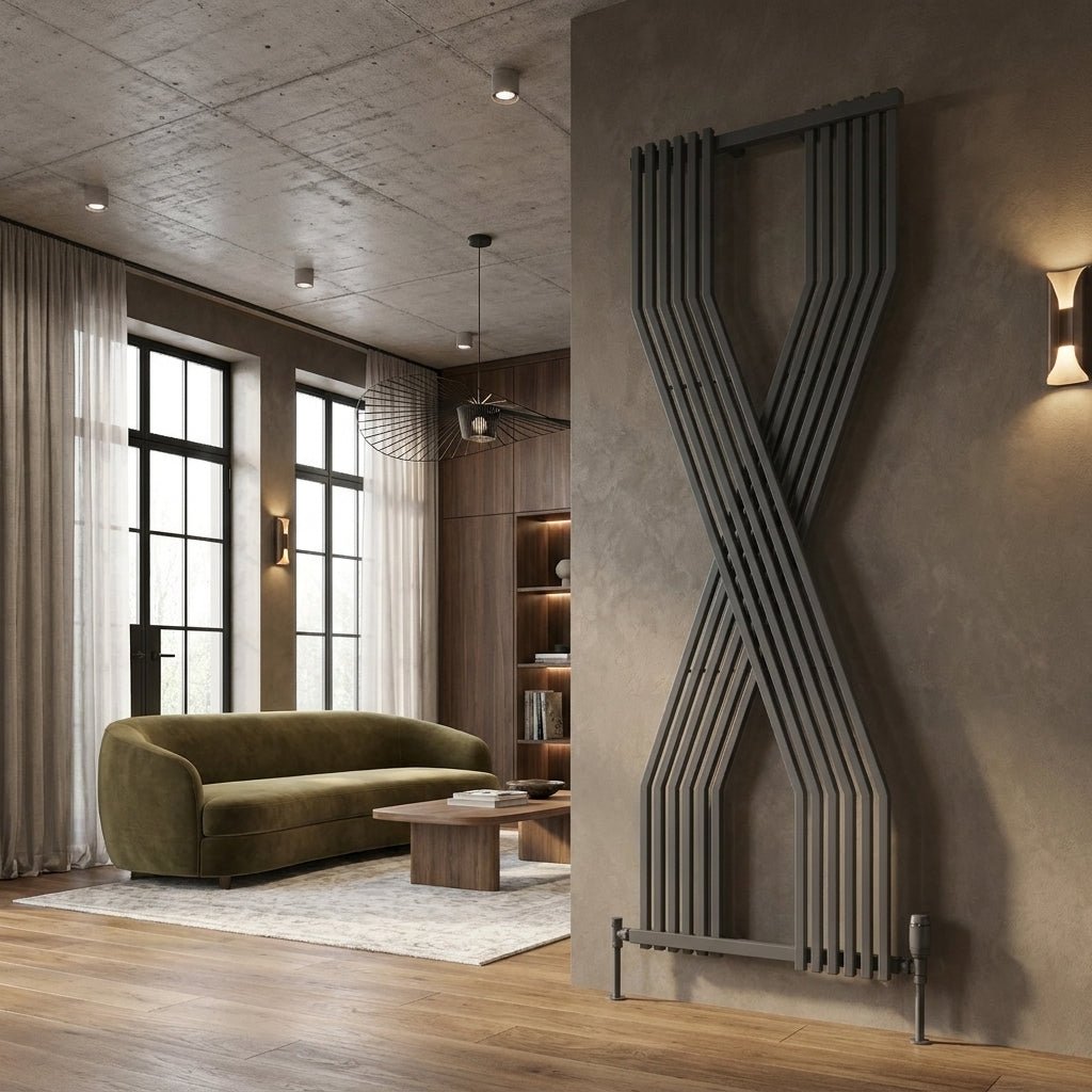 Reina Coredo Vertical Modern Designer Radiator in Anthracite