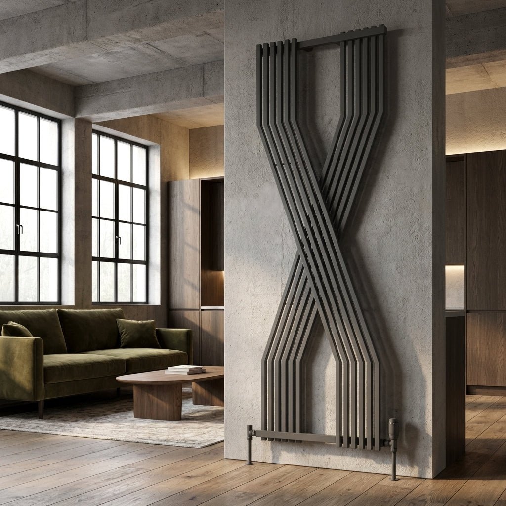 Reina Coredo Vertical Modern Designer Radiator in Anthracite