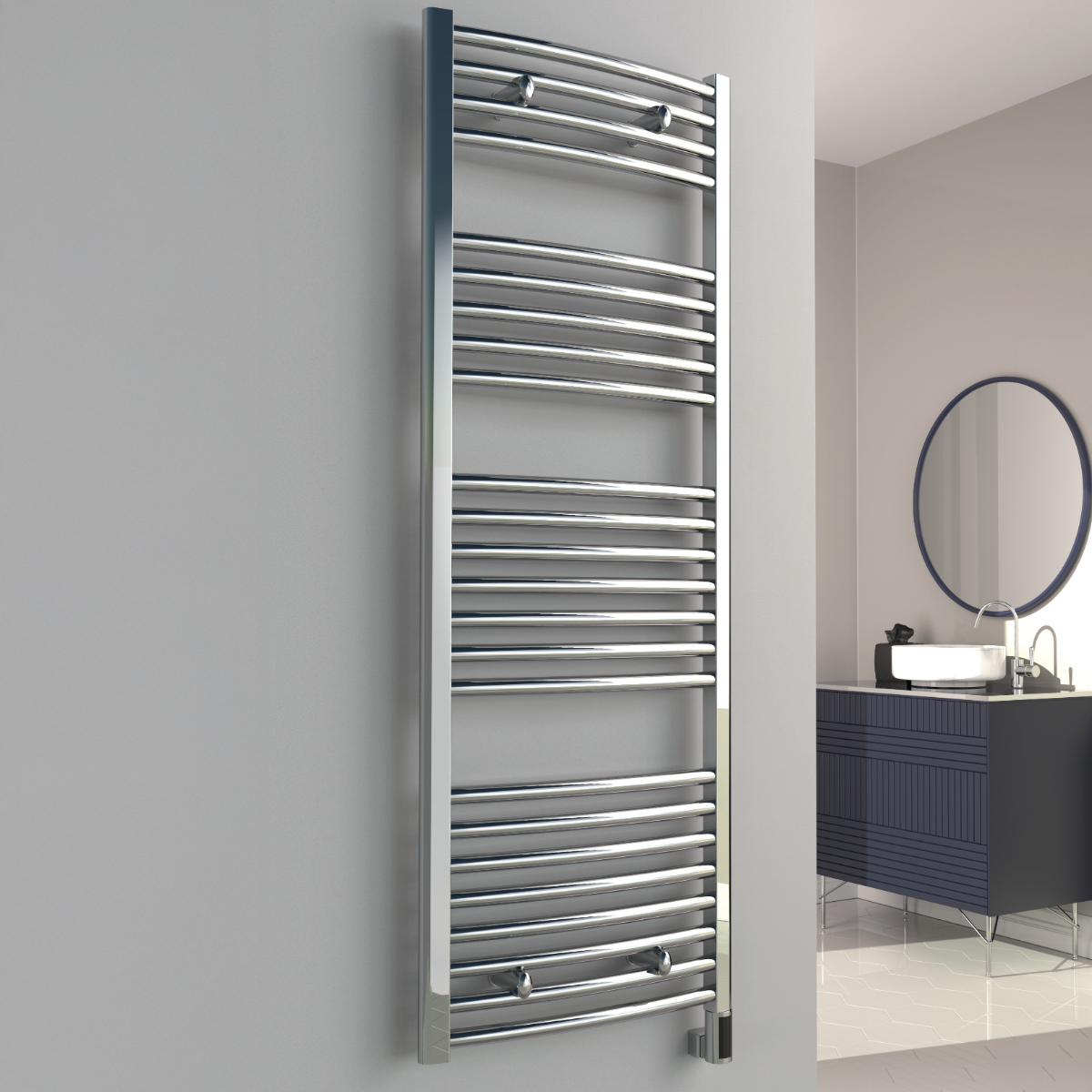 Reina Diva Curved Bathroom Ladder Electric Radiator in Chrome