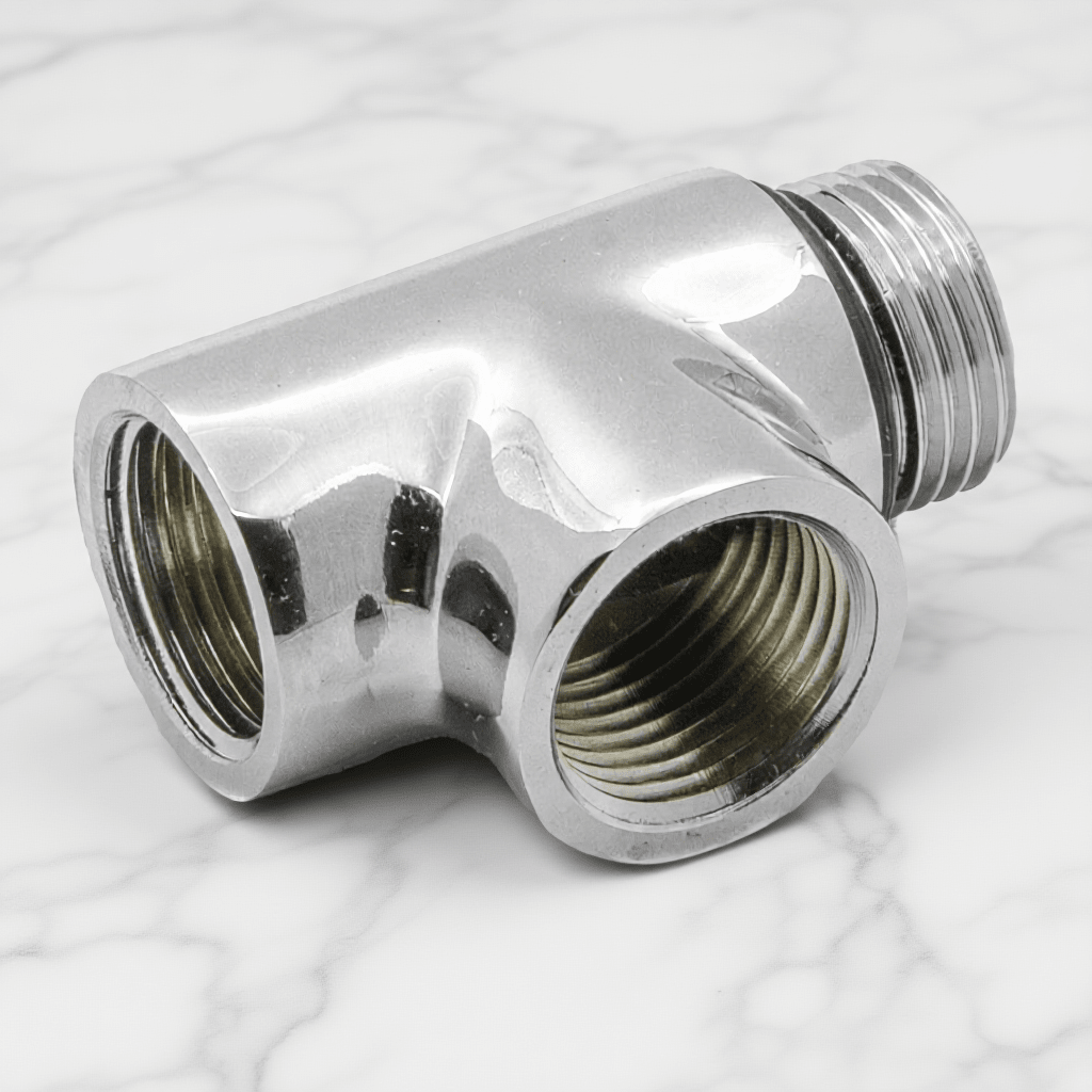 Reina Dual Fuel T - Piece Pipe Connector in Chrome