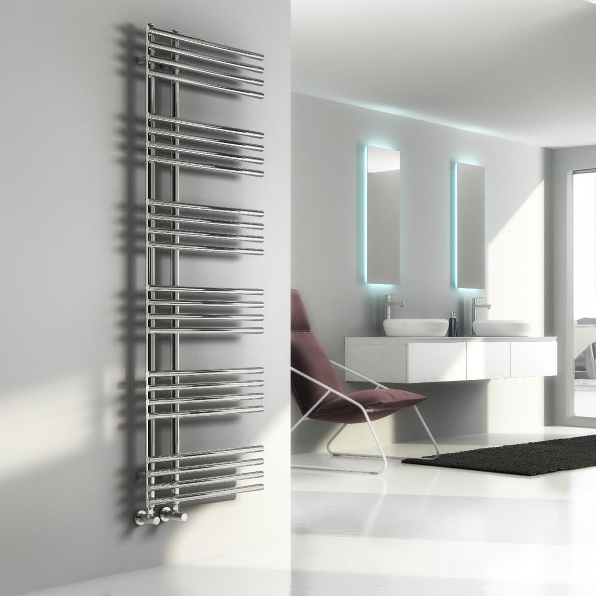 Reina Elisa Chrome Tiered Steel Bathroom Radiator in Chrome