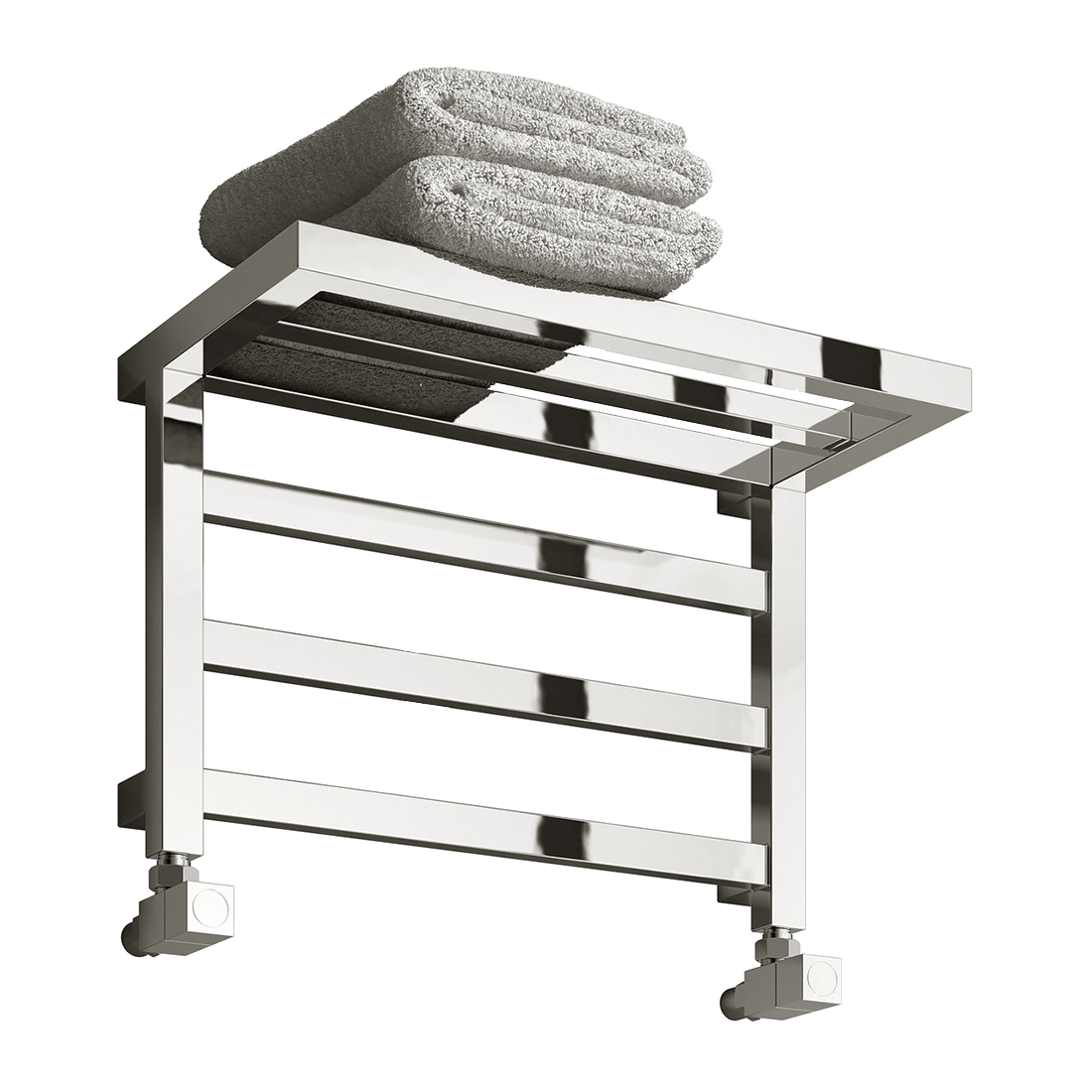 Reina Elvina Single Heated Stainless Steel Towel Shelf in Polished Steel