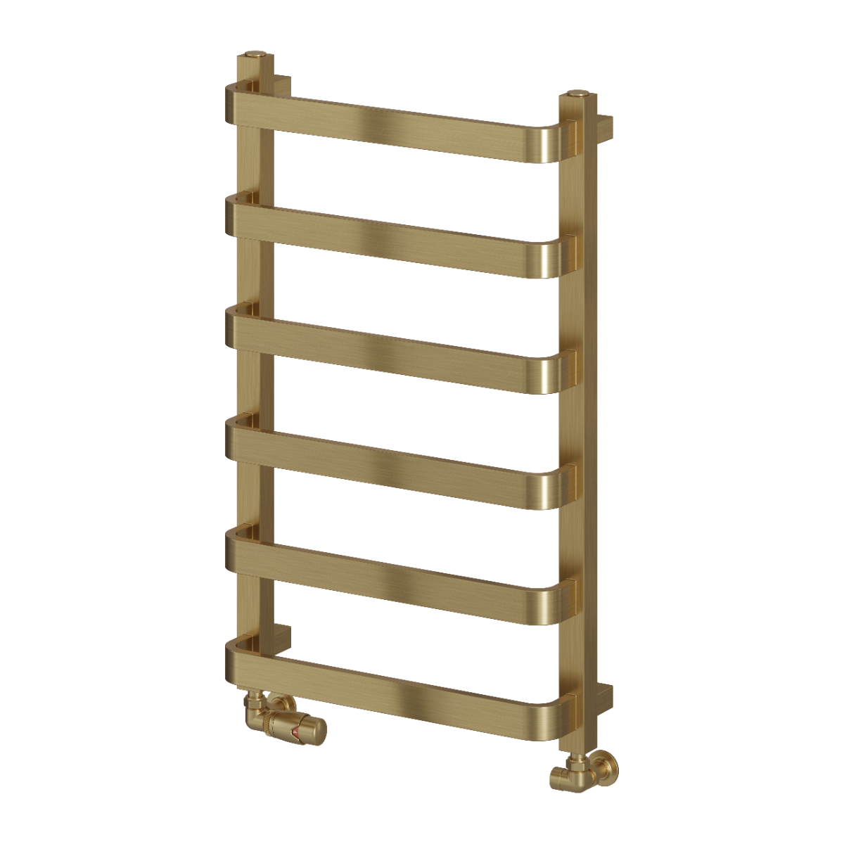 Reina Flora Brushed Brass Wall Mounted Ladder Bathroom Radiator