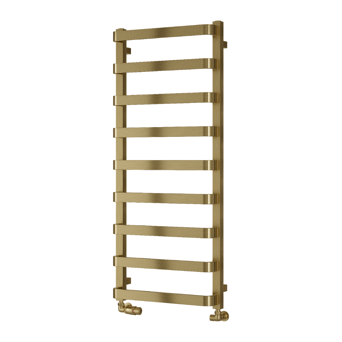 Reina Flora Brushed Brass Wall Mounted Ladder Bathroom Radiator in 800H x 500W
