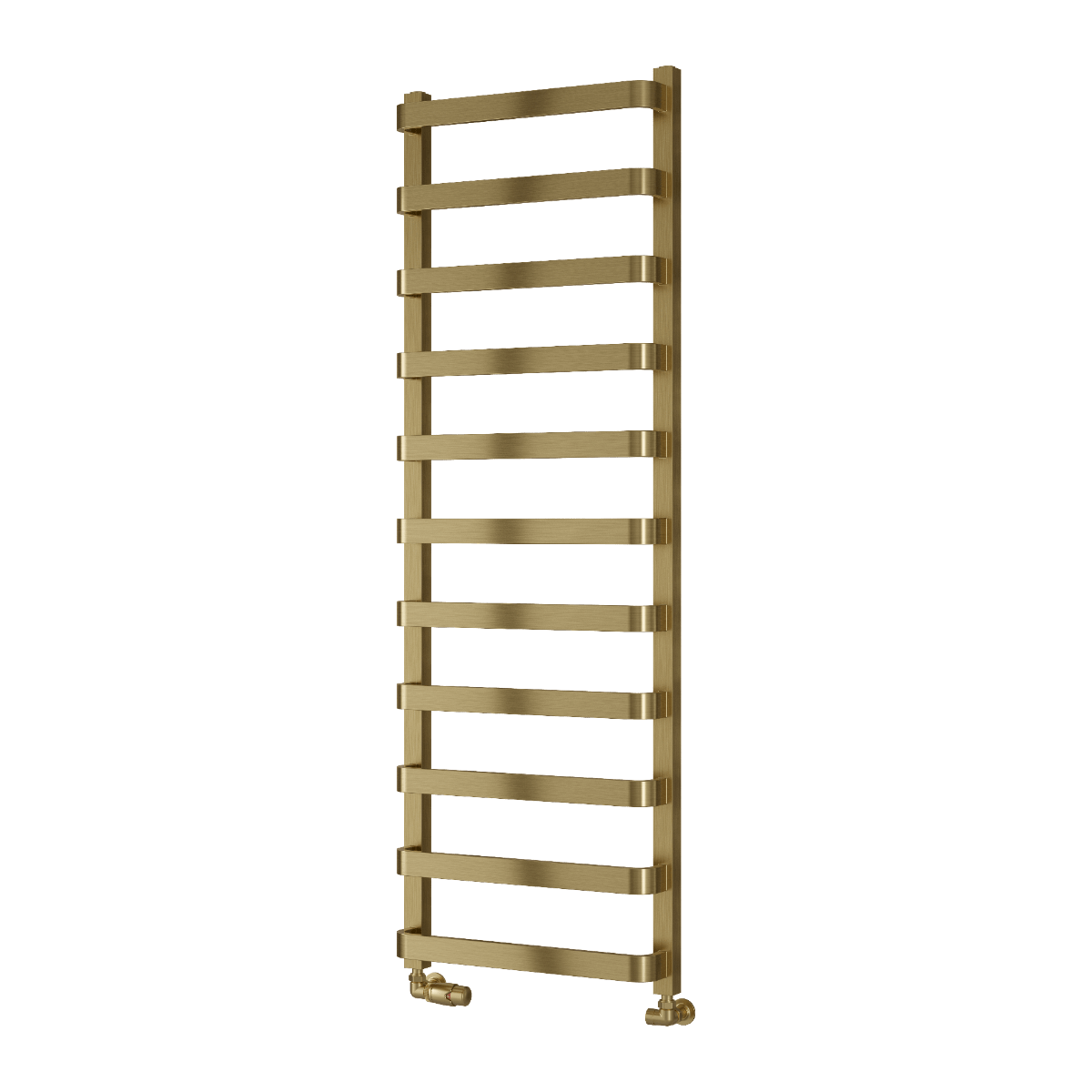 Reina Flora Brushed Brass Wall Mounted Ladder Bathroom Radiator in 1500H x 500W
