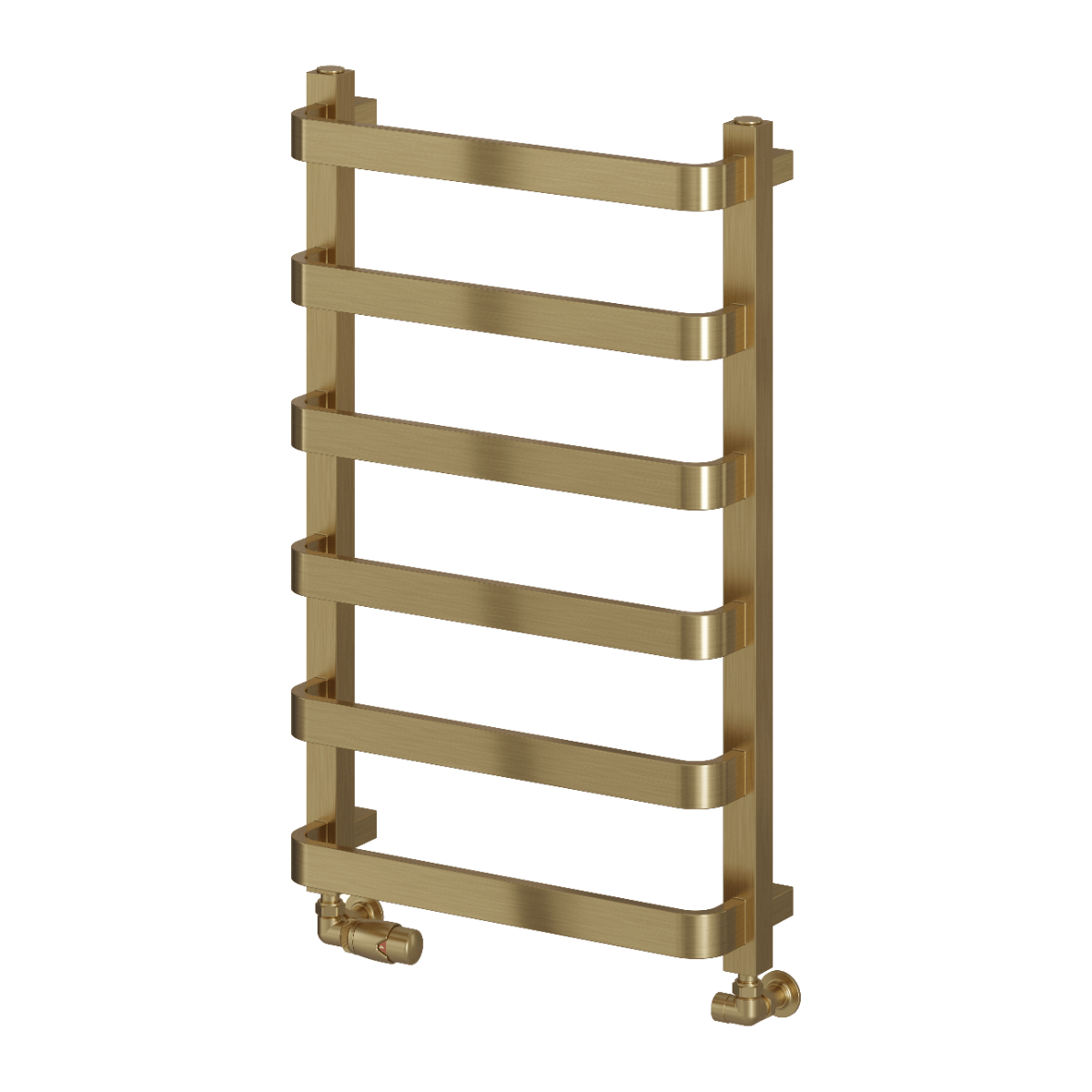 Reina Flora Brushed Brass Wall Mounted Ladder Bathroom Radiator in 800H x 500W