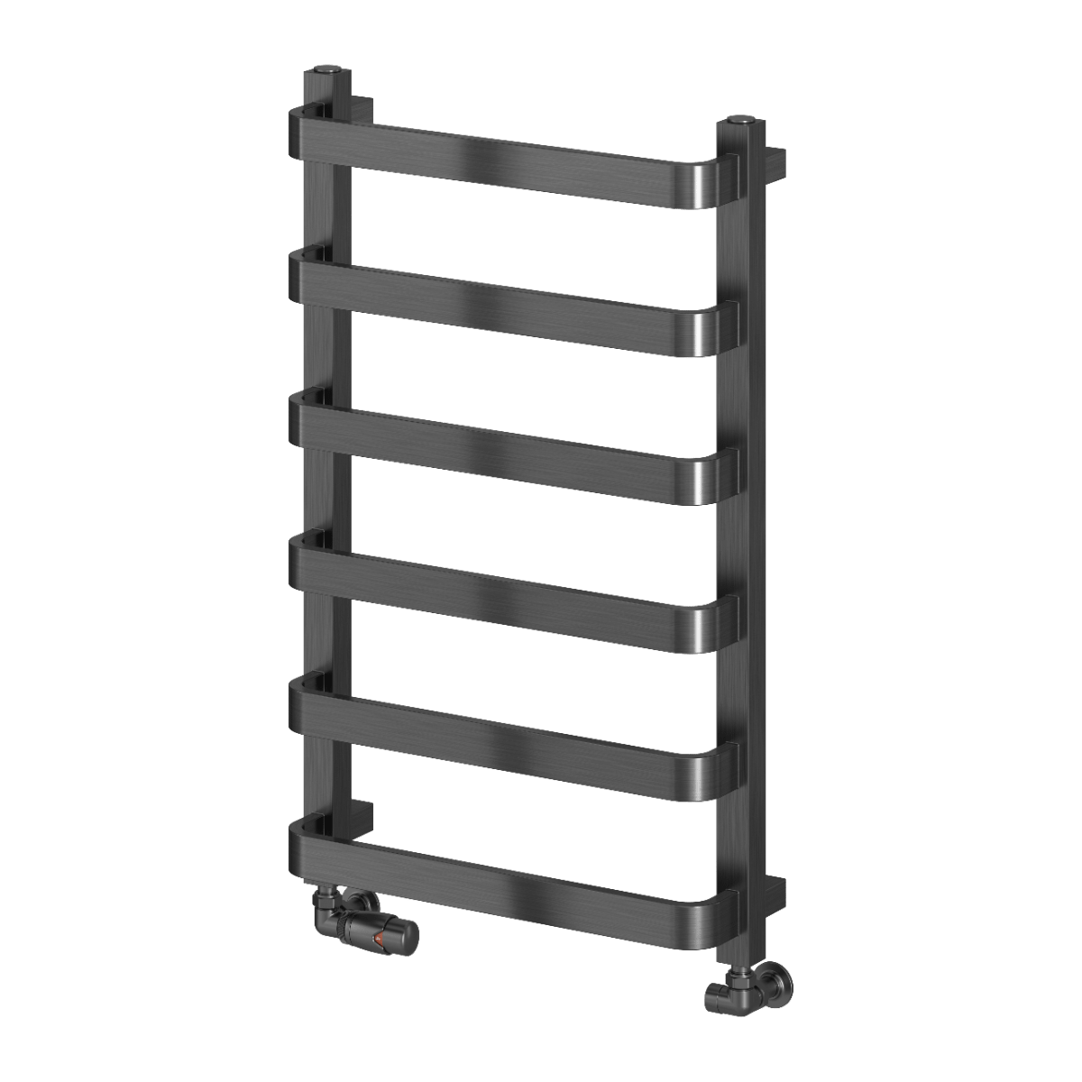 Reina Flora Gun Metal Wall Mounted Ladder Steel Bathroom Radiator in 800H x 500W