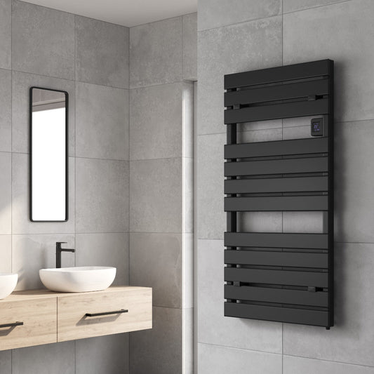 Reina Gia Aluminium Dry Electric Bathroom Radiator in Black