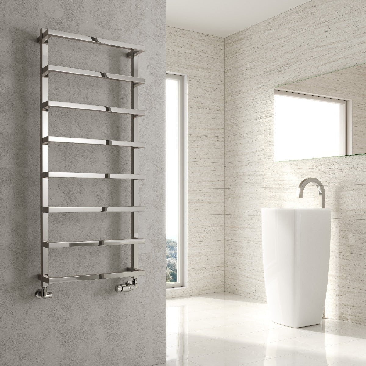 Reina Glora Contemporary Heated Bathroom Towel Rail in 1195H x 500W