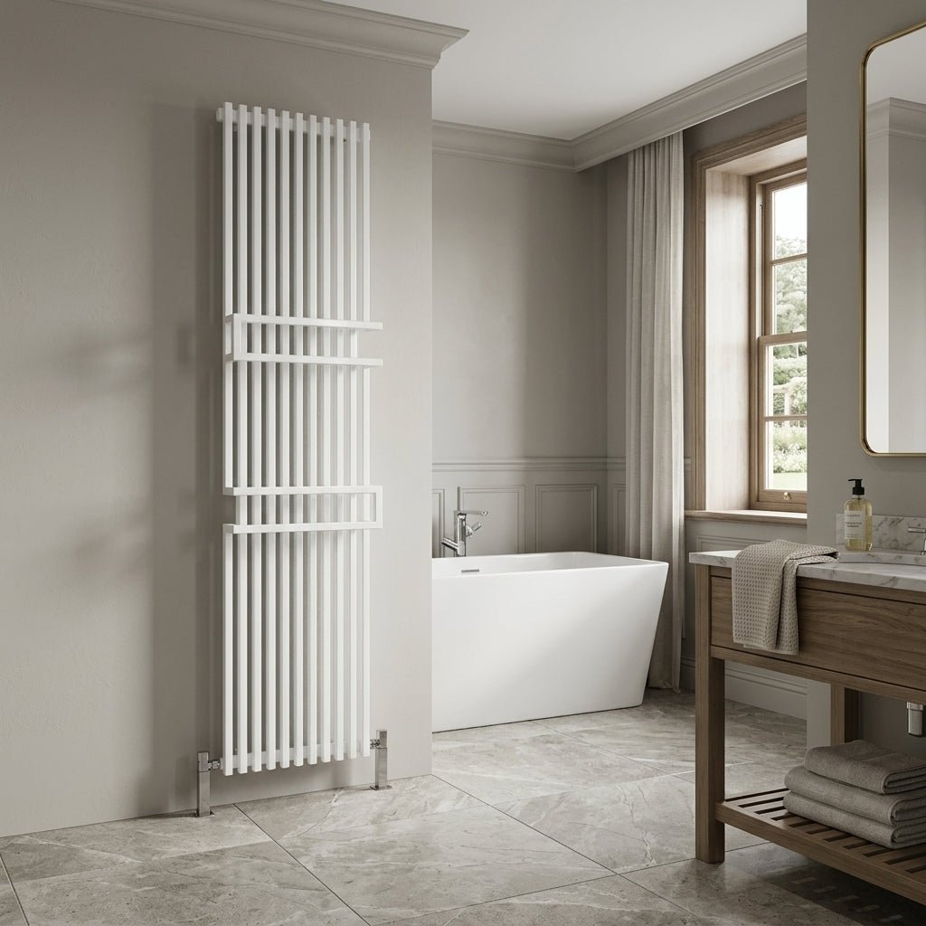 Reina Grande Modern Vertical Mild Steel Bathroom Radiator in 1800H x 500W