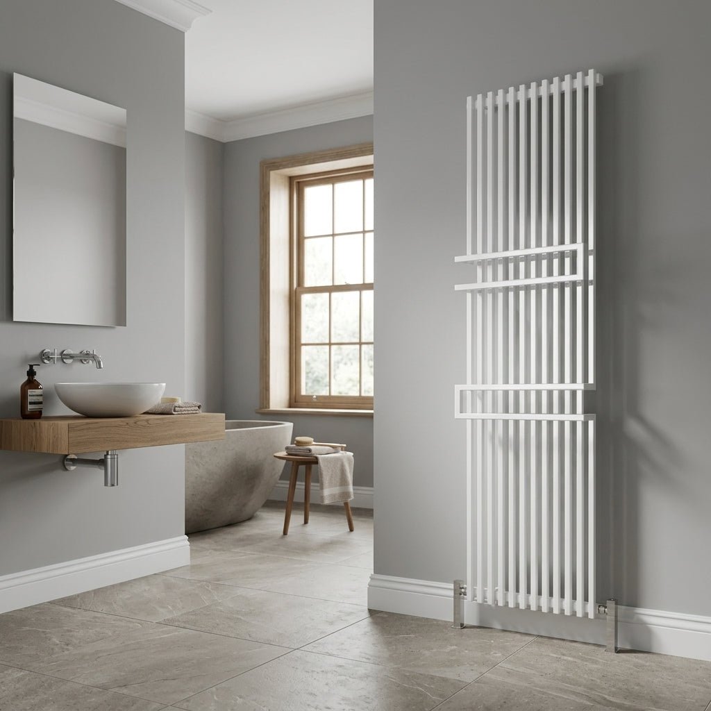 Reina Grande Modern Vertical Mild Steel Bathroom Radiator in 1800H x 500W