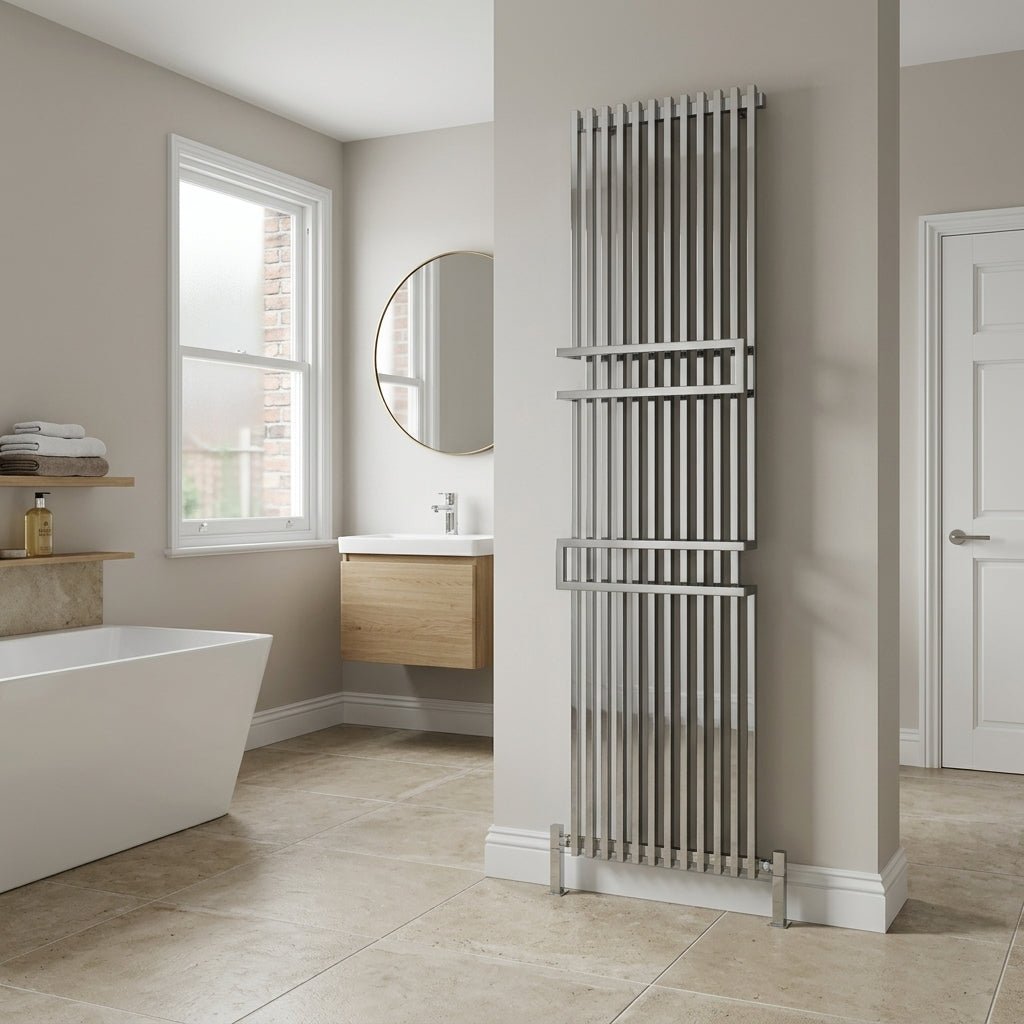 Reina Grande Modern Vertical Mild Steel Bathroom Radiator in 1800H x 500W