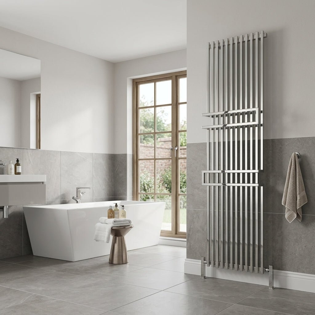 Reina Grande Modern Vertical Mild Steel Bathroom Radiator in 1800H x 500W