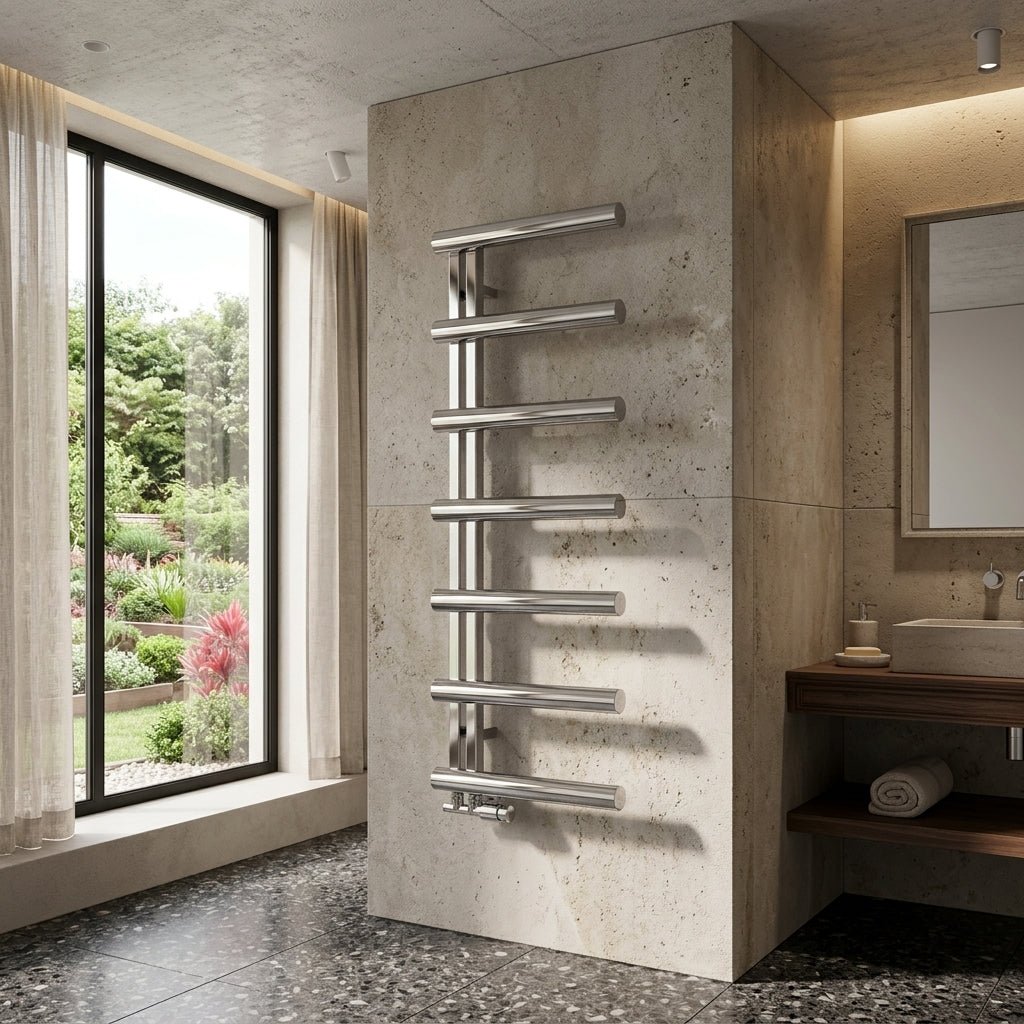 Reina Grosso Cylinder Ladder Bar Steel Towel Radiator in 850H x 500W