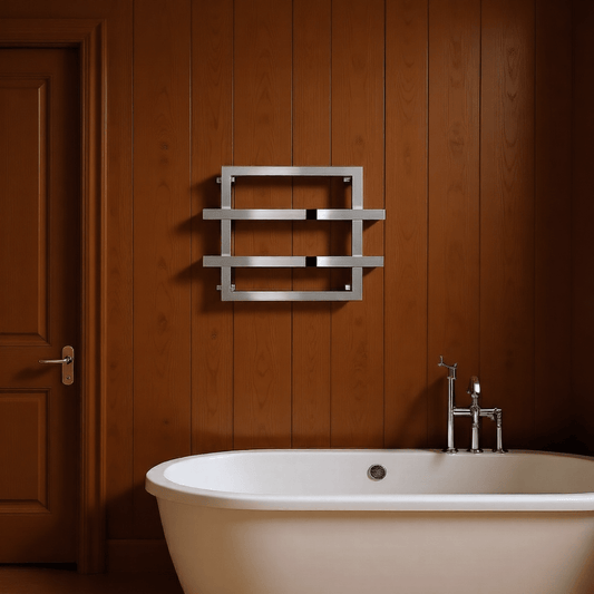Reina Lago 2 Double Bar Rectangular Steel Towel Warmer in Chrome
