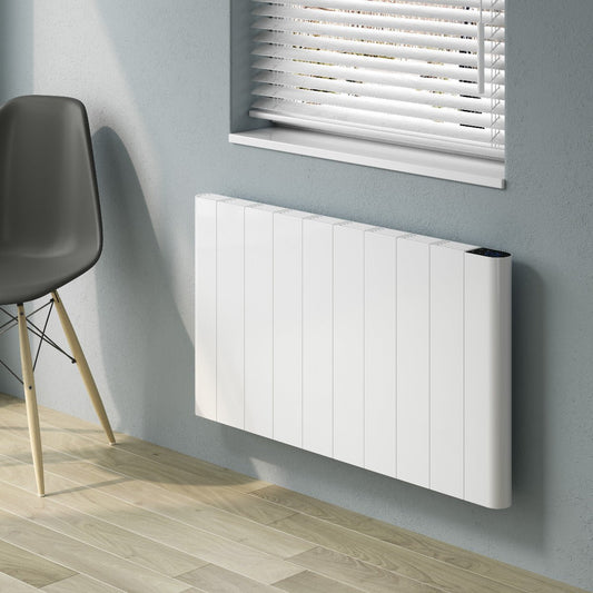 Reina Maia Horizontal Electric Aluminium Radiator in White in White