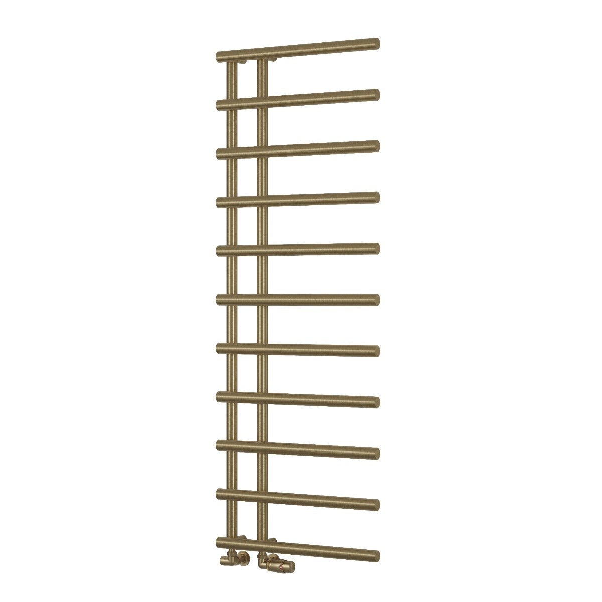 Reina Matera Brushed Brass Cylinder Bar Heated Towel Rail in 1412H x 500W